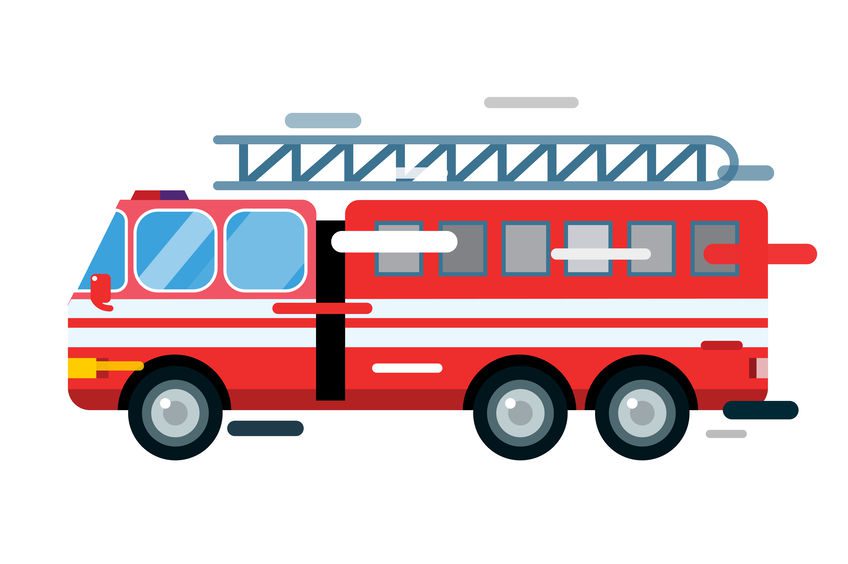 Fire truck car isolated. Fire truck vector cartoon silhouette. Fire truck mobile fast emergency service. Fire truck fast moving. Fire truck vector illustration. Vector rescue fire truck