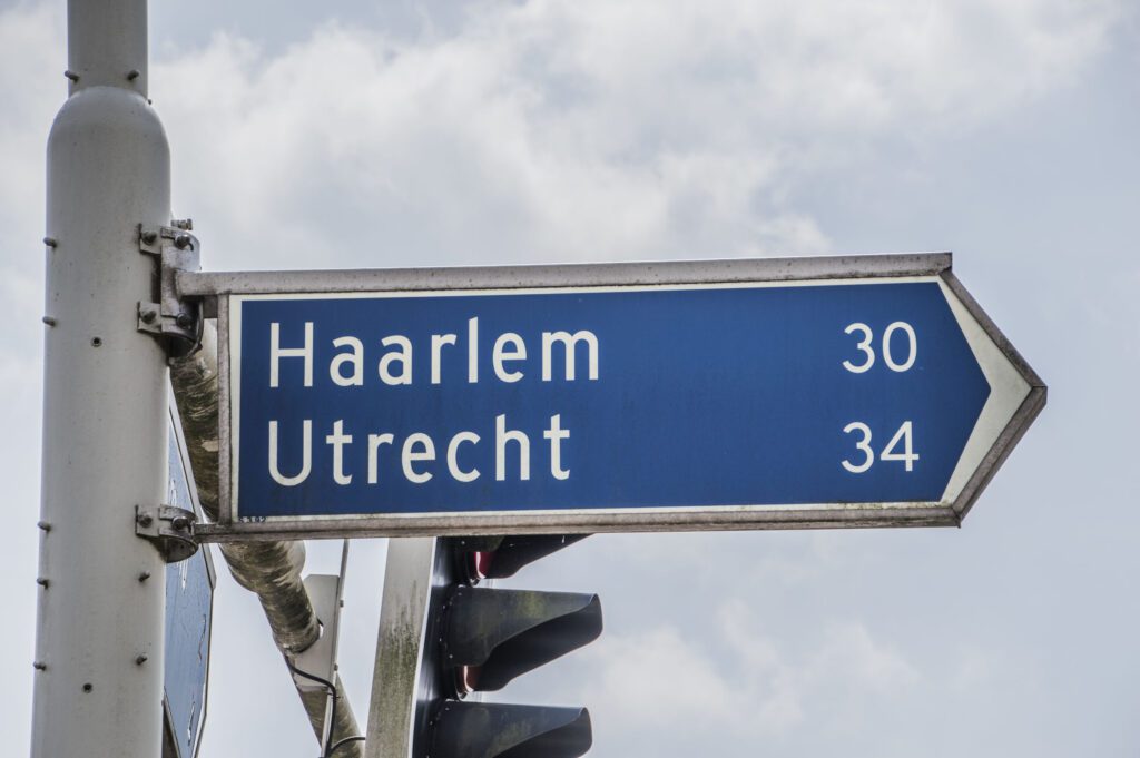 Directions Sign For Haarlem And Utrecht At Diemen The Netherlands 2018